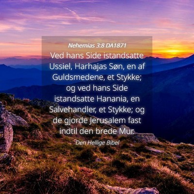 Picture 04 - Nehemias 3:8 DA1871 - Ved hans Side istandsatte Ussiel, Harhajas Søn, - Bible Verse Picture