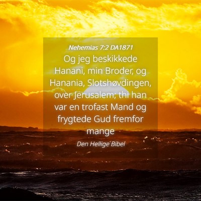 Picture 04 - Nehemias 7:2 DA1871 - Og jeg beskikkede Hanani, min Broder, og Hanania, - Bible Verse Picture