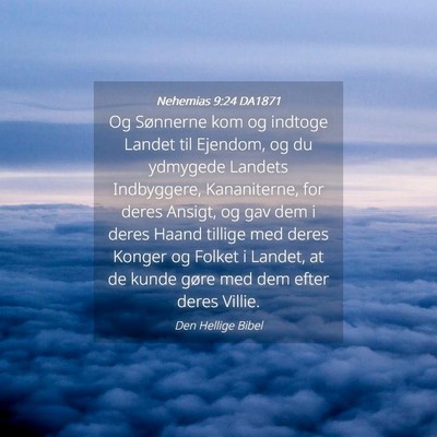 Picture 04 - Nehemias 9:24 DA1871 - Og Sønnerne kom og indtoge Landet til Ejendom, - Bible Verse Picture