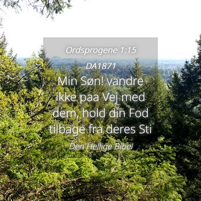 Picture 04 - Ordsprogene 1:15 DA1871 - Min Søn! vandre ikke paa Vej med dem, hold din - Bible Verse Picture