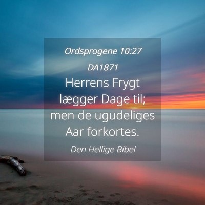 Picture 04 - Ordsprogene 10:27 DA1871 - Herrens Frygt lægger Dage til; men de ugudeliges - Bible Verse Picture