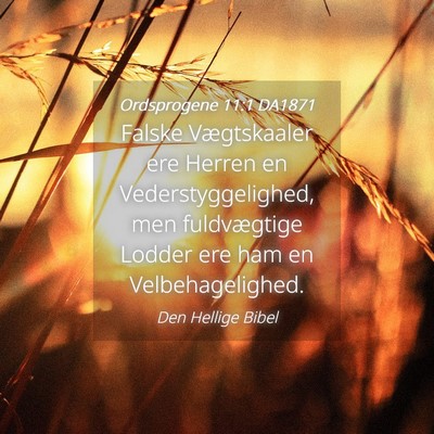 Picture 04 - Ordsprogene 11:1 DA1871 - Falske Vægtskaaler ere Herren en - Bible Verse Picture