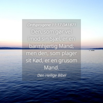 Picture 04 - Ordsprogene 11:17 DA1871 - Den, som gør vel imod sin Sjæl, er en - Bible Verse Picture