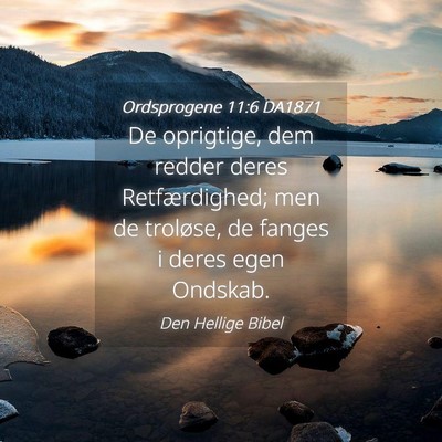 Picture 04 - Ordsprogene 11:6 DA1871 - De oprigtige, dem redder deres Retfærdighed; men - Bible Verse Picture