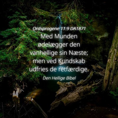 Picture 04 - Ordsprogene 11:9 DA1871 - Med Munden ødelægger den vanhellige sin Næste; - Bible Verse Picture