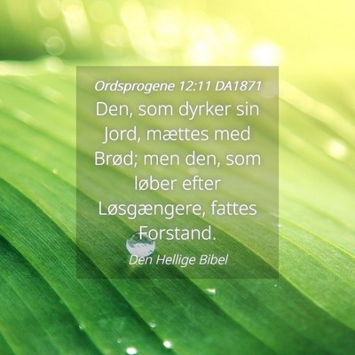 Picture 04 - Ordsprogene 12:11 DA1871 - Den, som dyrker sin Jord, mættes med Brød; men - Bible Verse Picture