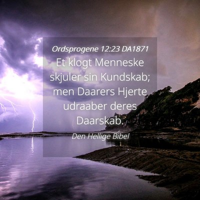Picture 04 - Ordsprogene 12:23 DA1871 - Et klogt Menneske skjuler sin Kundskab; men - Bible Verse Picture