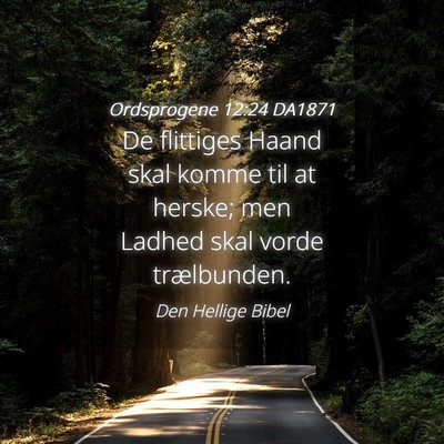 Picture 04 - Ordsprogene 12:24 DA1871 - De flittiges Haand skal komme til at herske; men - Bible Verse Picture