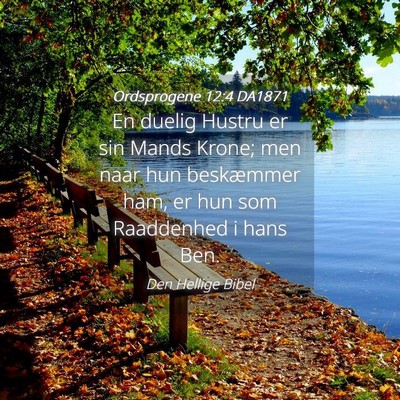Picture 04 - Ordsprogene 12:4 DA1871 - En duelig Hustru er sin Mands Krone; men naar hun - Bible Verse Picture