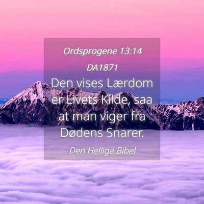 Picture 04 - Ordsprogene 13:14 DA1871 - Den vises Lærdom er Livets Kilde, saa at man - Bible Verse Picture