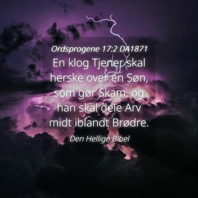 Picture 04 - Ordsprogene 17:2 DA1871 - En klog Tjener skal herske over en Søn, som gør - Bible Verse Picture