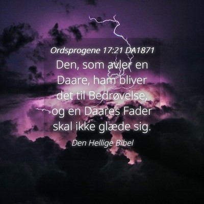 Picture 04 - Ordsprogene 17:21 DA1871 - Den, som avler en Daare, ham bliver det til - Bible Verse Picture