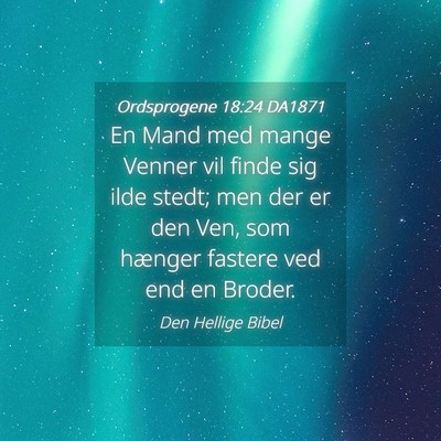 Picture 04 - Ordsprogene 18:24 DA1871 - En Mand med mange Venner vil finde sig ilde - Bible Verse Picture