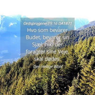 Picture 04 - Ordsprogene 19:16 DA1871 - Hvo som bevarer Budet, bevarer sin Sjæl; hvo der - Bible Verse Picture