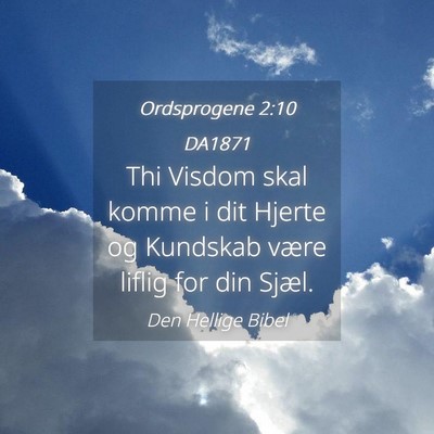 Picture 04 - Ordsprogene 2:10 DA1871 - Thi Visdom skal komme i dit Hjerte og Kundskab - Bible Verse Picture