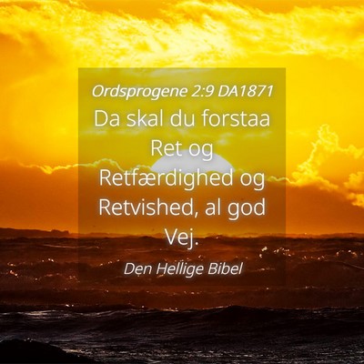 Picture 04 - Ordsprogene 2:9 DA1871 - Da skal du forstaa Ret og Retfærdighed og - Bible Verse Picture