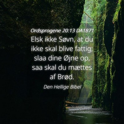 Picture 04 - Ordsprogene 20:13 DA1871 - Elsk ikke Søvn, at du ikke skal blive fattig; - Bible Verse Picture