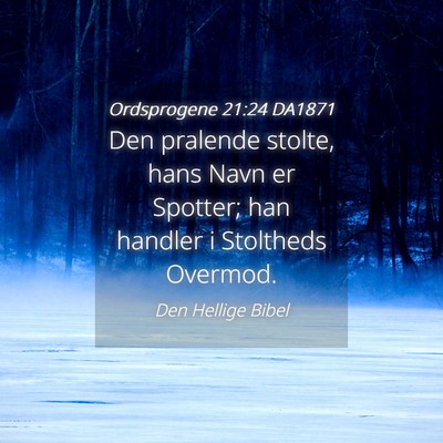 Picture 04 - Ordsprogene 21:24 DA1871 - Den pralende stolte, hans Navn er Spotter; han - Bible Verse Picture
