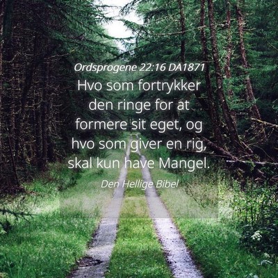 Picture 04 - Ordsprogene 22:16 DA1871 - Hvo som fortrykker den ringe for at formere sit - Bible Verse Picture