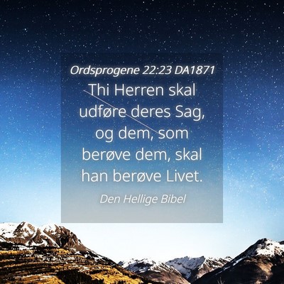 Picture 04 - Ordsprogene 22:23 DA1871 - Thi Herren skal udføre deres Sag, og dem, som - Bible Verse Picture