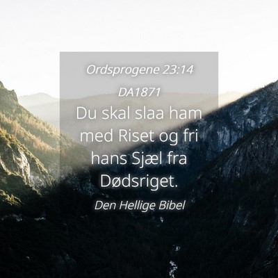Picture 04 - Ordsprogene 23:14 DA1871 - Du skal slaa ham med Riset og fri hans Sjæl fra - Bible Verse Picture