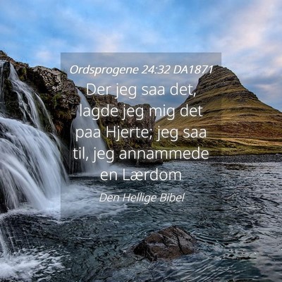 Picture 04 - Ordsprogene 24:32 DA1871 - Der jeg saa det, lagde jeg mig det paa Hjerte; - Bible Verse Picture
