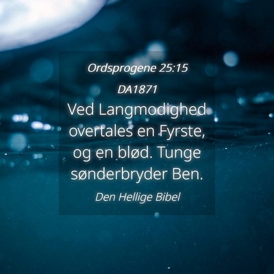 Picture 04 - Ordsprogene 25:15 DA1871 - Ved Langmodighed overtales en Fyrste, og en - Bible Verse Picture