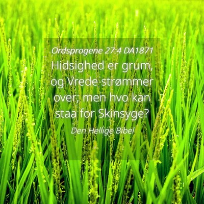Picture 04 - Ordsprogene 27:4 DA1871 - Hidsighed er grum, og Vrede strømmer over; men - Bible Verse Picture