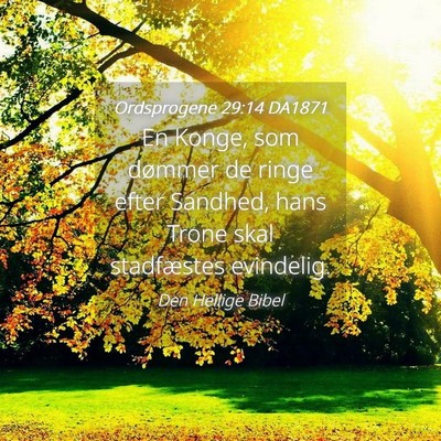 Picture 04 - Ordsprogene 29:14 DA1871 - En Konge, som dømmer de ringe efter Sandhed, - Bible Verse Picture