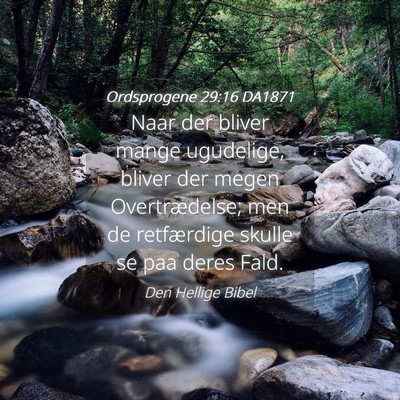Picture 04 - Ordsprogene 29:16 DA1871 - Naar der bliver mange ugudelige, bliver der megen - Bible Verse Picture