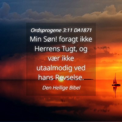 Picture 04 - Ordsprogene 3:11 DA1871 - Min Søn! foragt ikke Herrens Tugt, og vær ikke - Bible Verse Picture