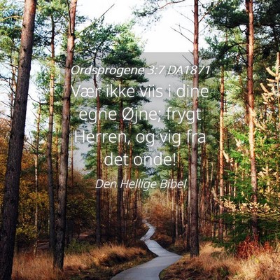 Picture 04 - Ordsprogene 3:7 DA1871 - Vær ikke viis i dine egne Øjne; frygt Herren, - Bible Verse Picture
