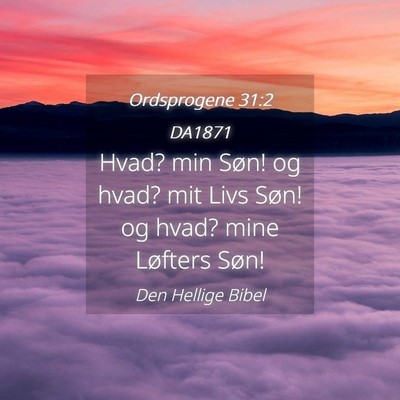 Picture 04 - Ordsprogene 31:2 DA1871 - Hvad? min Søn! og hvad? mit Livs Søn! og hvad? - Bible Verse Picture