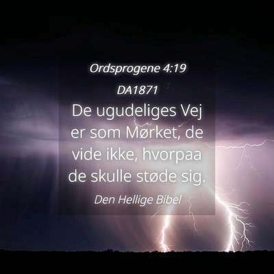 Picture 04 - Ordsprogene 4:19 DA1871 - De ugudeliges Vej er som Mørket, de vide ikke, - Bible Verse Picture
