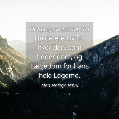 Picture 04 - Ordsprogene 4:22 DA1871 - Thi de ere Liv for hver den, som finder dem, og - Bible Verse Picture
