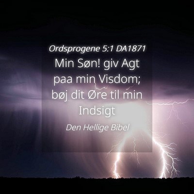 Picture 04 - Ordsprogene 5:1 DA1871 - Min Søn! giv Agt paa min Visdom; bøj dit Øre - Bible Verse Picture