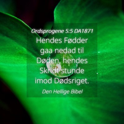Picture 04 - Ordsprogene 5:5 DA1871 - Hendes Fødder gaa nedad til Døden, hendes - Bible Verse Picture