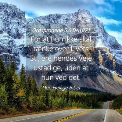 Picture 04 - Ordsprogene 5:6 DA1871 - For at hun ikke skal tænke over Livets Sti, ere - Bible Verse Picture