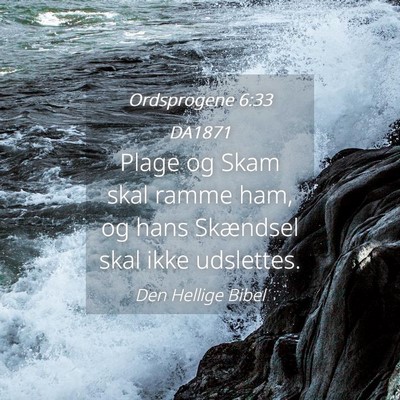 Picture 04 - Ordsprogene 6:33 DA1871 - Plage og Skam skal ramme ham, og hans Skændsel - Bible Verse Picture