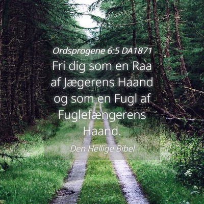 Picture 04 - Ordsprogene 6:5 DA1871 - Fri dig som en Raa af Jægerens Haand og som en - Bible Verse Picture