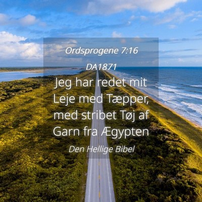 Picture 04 - Ordsprogene 7:16 DA1871 - Jeg har redet mit Leje med Tæpper, med stribet - Bible Verse Picture