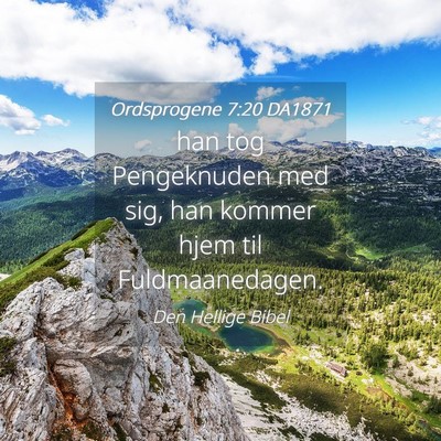 Picture 04 - Ordsprogene 7:20 DA1871 - han tog Pengeknuden med sig, han kommer hjem til - Bible Verse Picture