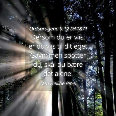 Picture 04 - Ordsprogene 9:12 DA1871 - Dersom du er viis, er du viis til dit eget Gavn; - Bible Verse Picture