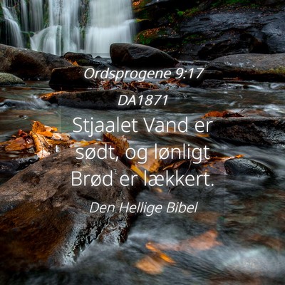 Picture 04 - Ordsprogene 9:17 DA1871 - Stjaalet Vand er sødt, og lønligt Brød er - Bible Verse Picture