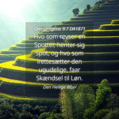 Picture 04 - Ordsprogene 9:7 DA1871 - Hvo som revser en Spotter, henter sig Spot, og - Bible Verse Picture