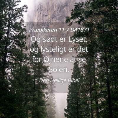 Picture 04 - Prædikeren 11:7 DA1871 - Og sødt er Lyset, og lysteligt er det for - Bible Verse Picture