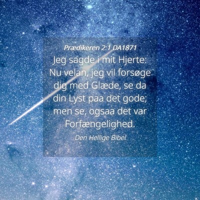 Picture 04 - Prædikeren 2:1 DA1871 - Jeg sagde i mit Hjerte: Nu velan, jeg vil - Bible Verse Picture