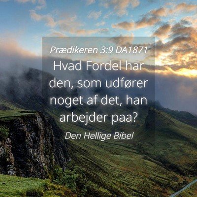 Picture 04 - Prædikeren 3:9 DA1871 - Hvad Fordel har den, som udfører noget af det, - Bible Verse Picture