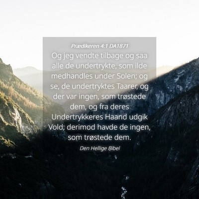 Picture 04 - Prædikeren 4:1 DA1871 - Og jeg vendte tilbage og saa alle de undertrykte, - Bible Verse Picture
