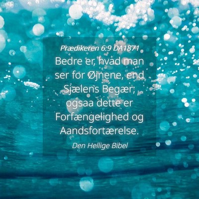 Picture 04 - Prædikeren 6:9 DA1871 - Bedre er, hvad man ser for Øjnene, end Sjælens - Bible Verse Picture